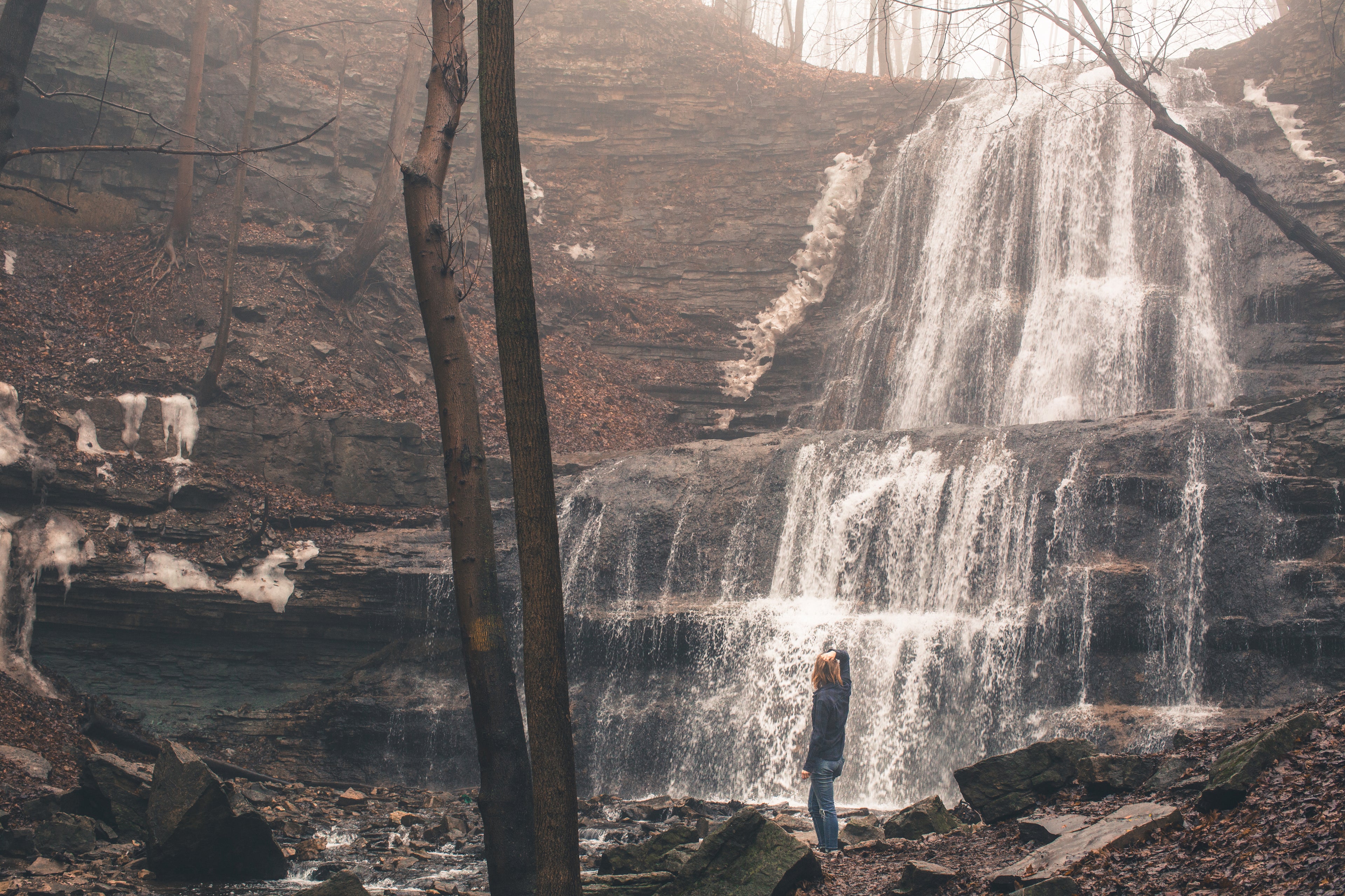 Autumn hike waterfall