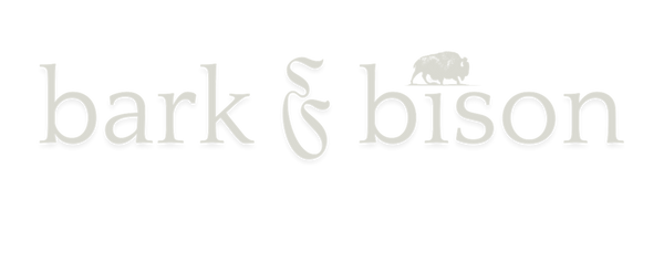 bark&bison text logo in white color