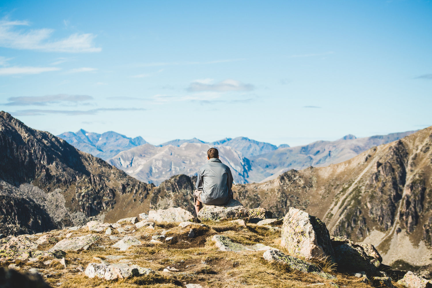 a man sitting o mountain wanderlust